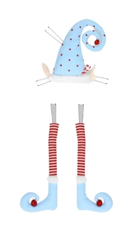 3 Pc Polka Dot/Stripe Elf Kit: Ice Blue/Red