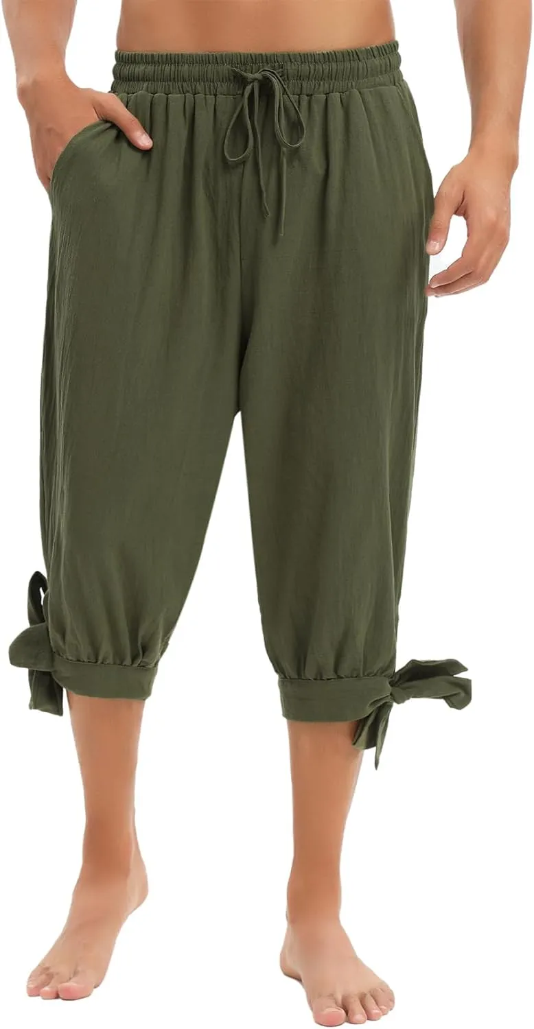Century Star Renaissance Costume Men's Pirate Pants Pirate Shorts Medieval Ren Faire Viking NavigatorAnkle Banded Trousers