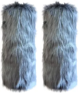 Cityelf Womens Fur Leg Warmer Winter Furry Long Boot Cuffs Fuzzy Shoes Cover Party Costume Holiday Festival Performance Play
