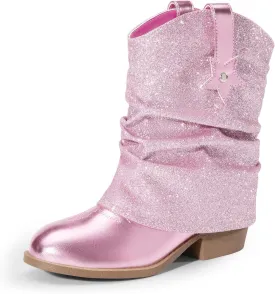 DREAM PAIRS Girls Cowboy Cowgirl Boots 2-in-1 Western Removable Cuff Fold Over Embroidered Fashion Mid Calf Shoes