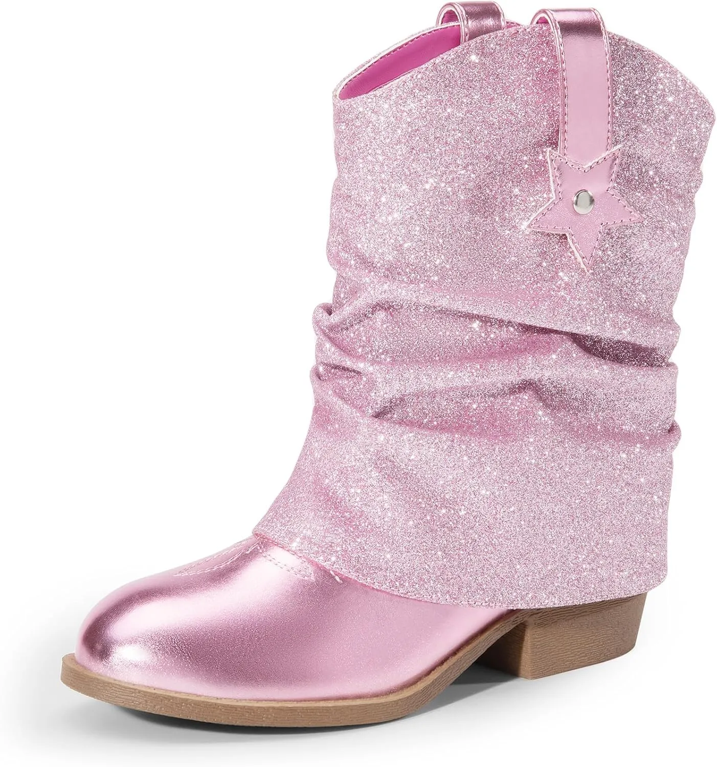 DREAM PAIRS Girls Cowboy Cowgirl Boots 2-in-1 Western Removable Cuff Fold Over Embroidered Fashion Mid Calf Shoes