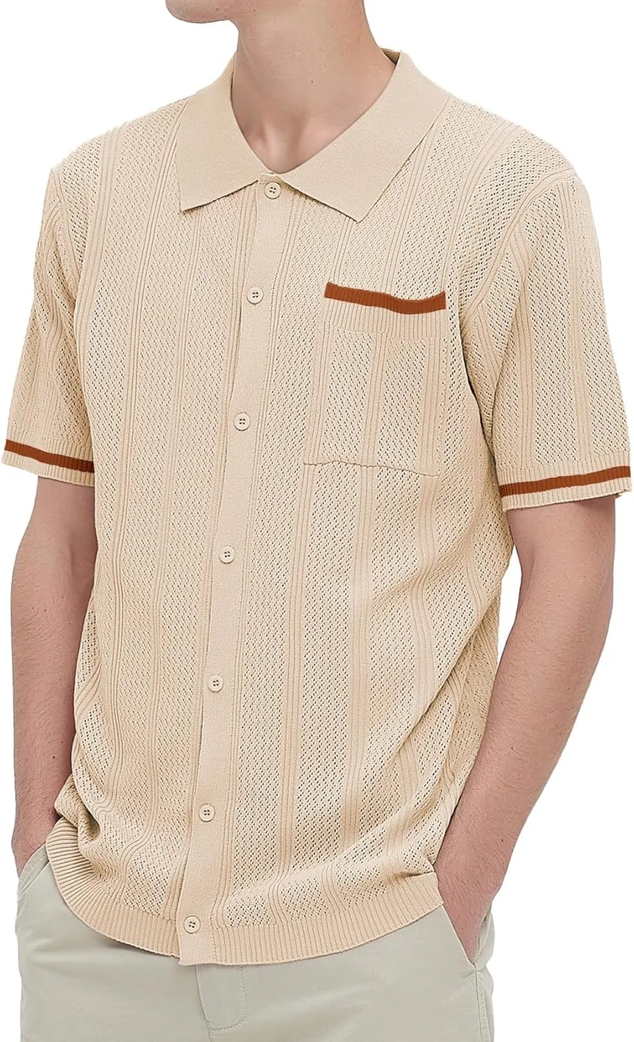 Durio Mens Shirts Short Sleeve Knit Polo Shirt Breathable Button Down Beach Shirts for Men Casual Shirt Summer Vacation