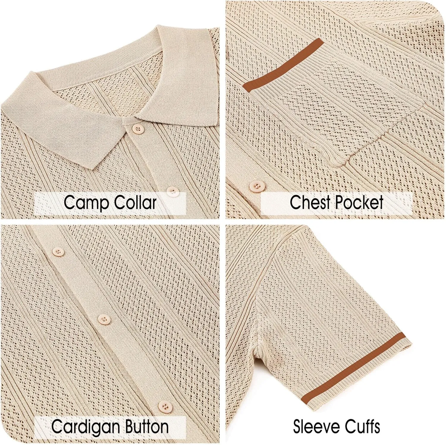 Durio Mens Shirts Short Sleeve Knit Polo Shirt Breathable Button Down Beach Shirts for Men Casual Shirt Summer Vacation