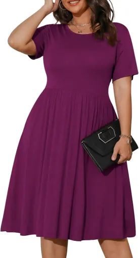 Eytino Women Plus Size Summer Dress Short Sleeve Sweetheart Neck Casual Mini Dresses