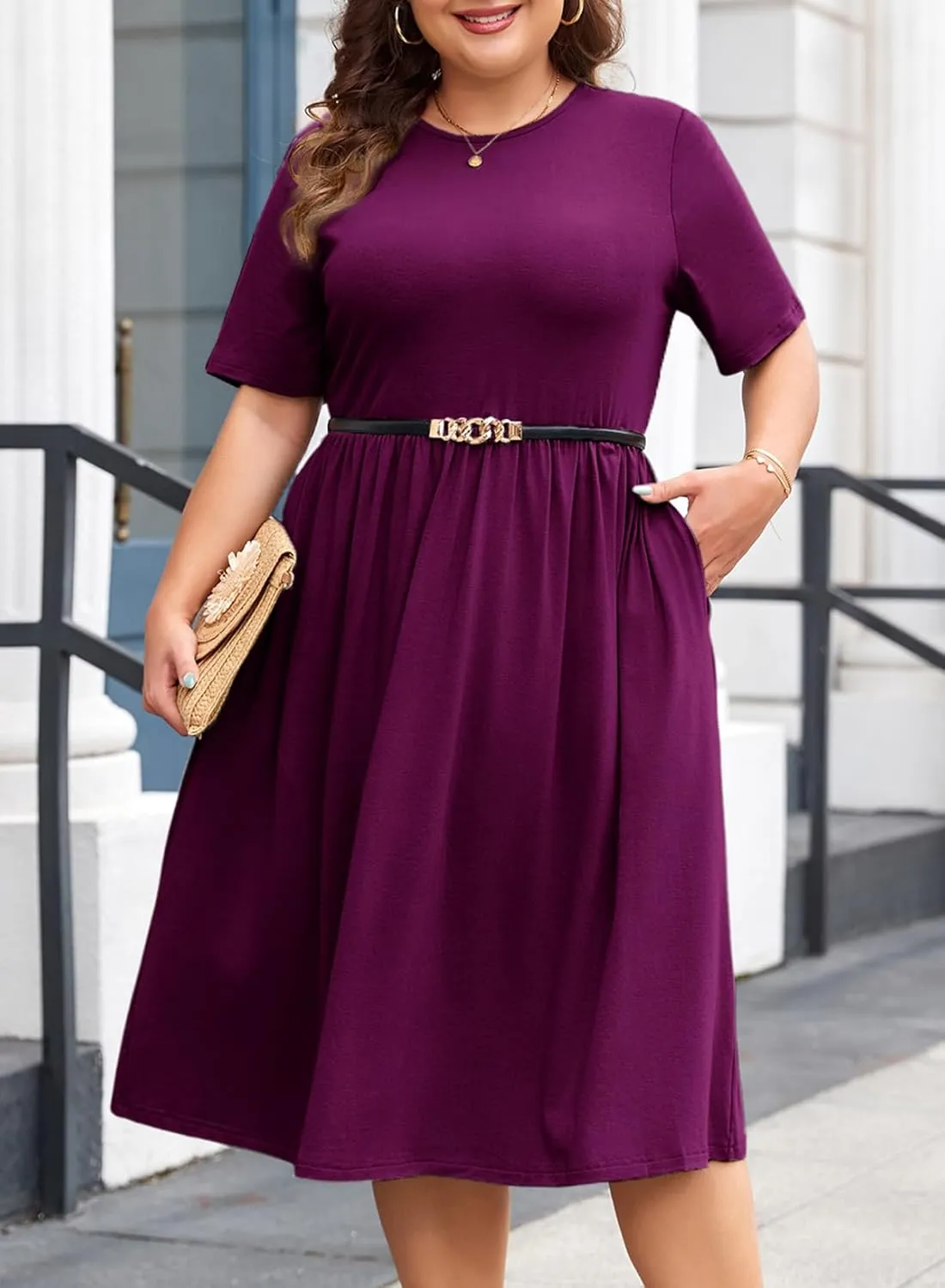 Eytino Women Plus Size Summer Dress Short Sleeve Sweetheart Neck Casual Mini Dresses