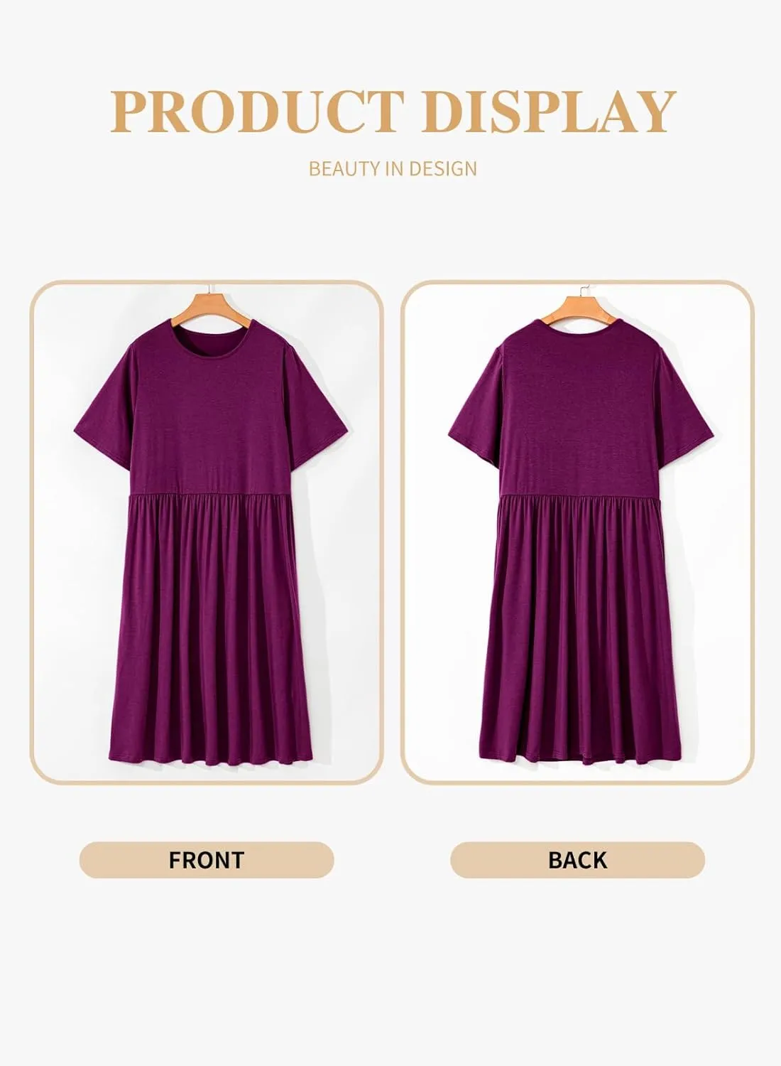 Eytino Women Plus Size Summer Dress Short Sleeve Sweetheart Neck Casual Mini Dresses