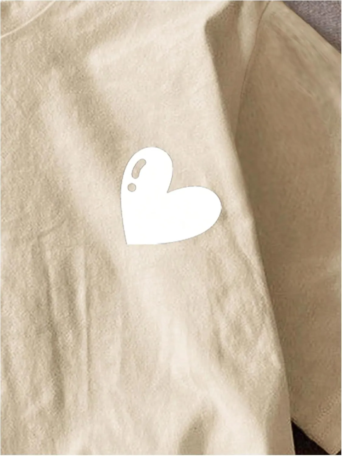 Girl's Heart Print Drop Shoulder T Shirt Casual Short Sleeve Crew Neck Graphic Tee Tops