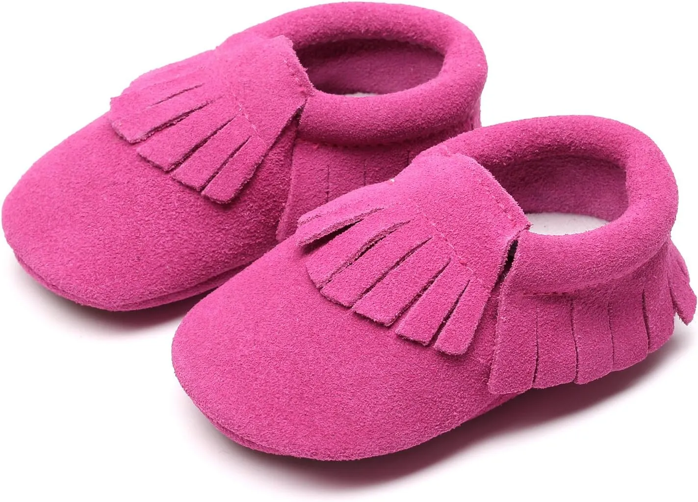 HONGTEYA Leather Baby Moccasins Hard Soled Tassel Crib Toddler Shoes for Boys and Girls