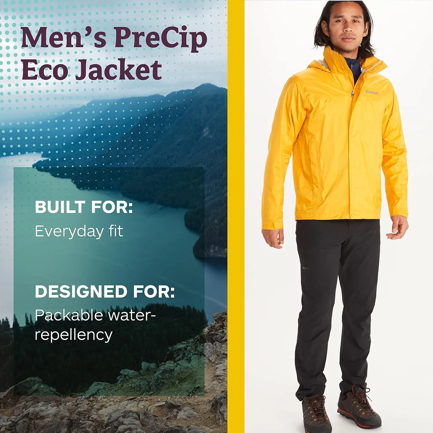 MARMOT Men's Precip Eco Waterproof Rain Jacket - 100% Recycled, Breathable, Lightweight, Packable Raincoat