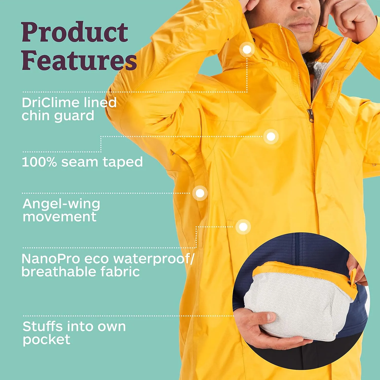 MARMOT Men's Precip Eco Waterproof Rain Jacket - 100% Recycled, Breathable, Lightweight, Packable Raincoat