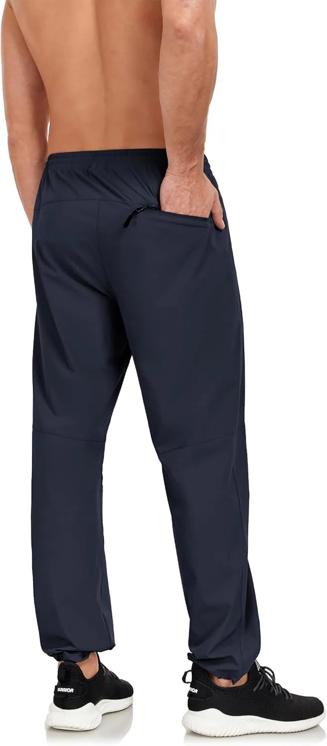 Men's Hiking Pants Lightweight Joggers Elastic Waist Quick Dry Travel Outdoor Running Pants with Zipper Pockets