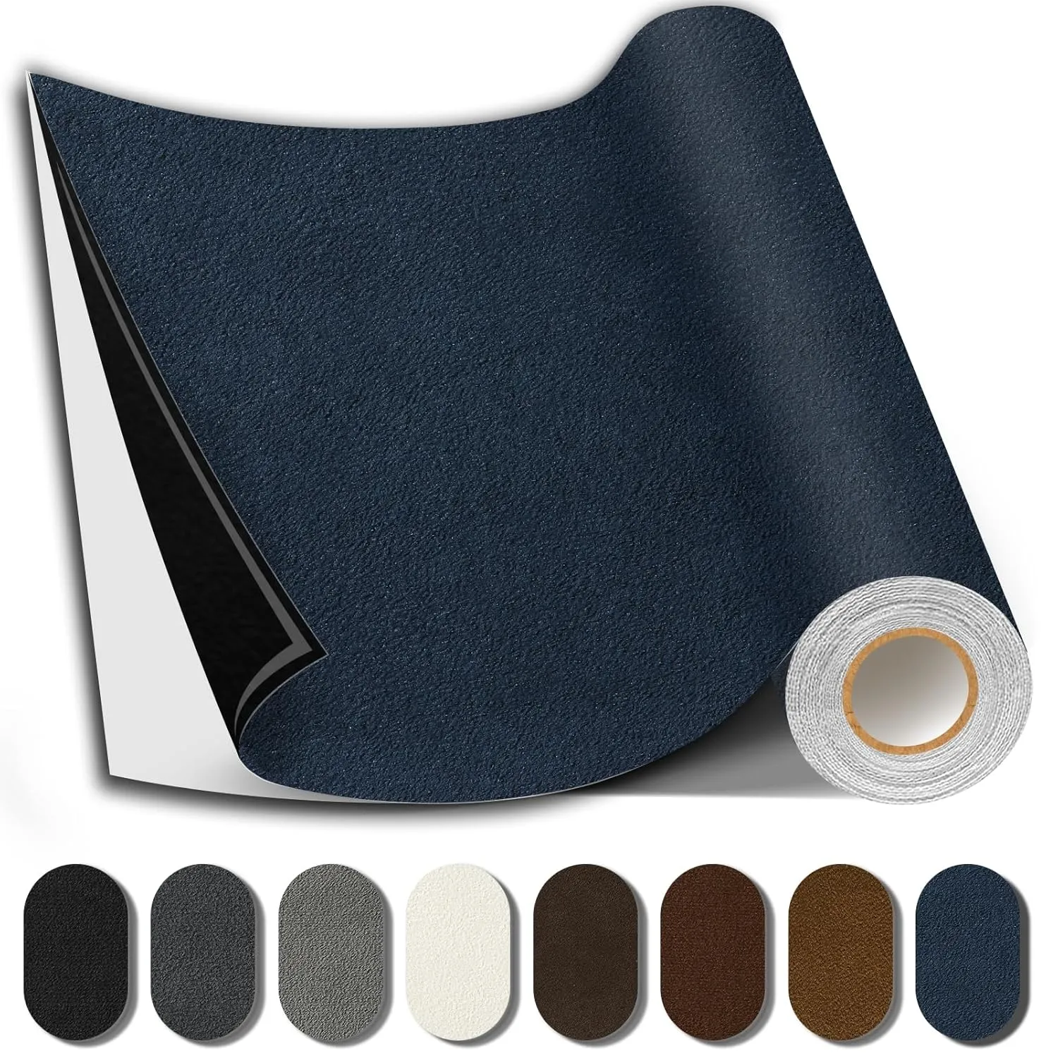 Suede Repair Patch, Large Fabric Repair Tape, Self-Adhesive Fabric Patches for Furniture, Couch, Sofa, Car Interior, Shoes, Hand Bag, Clothing (Dark Blue, 3.5X79 Inch)