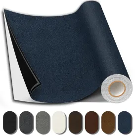 Suede Repair Patch, Large Fabric Repair Tape, Self-Adhesive Fabric Patches for Furniture, Couch, Sofa, Car Interior, Shoes, Hand Bag, Clothing (Dark Blue, 3.5X79 Inch)