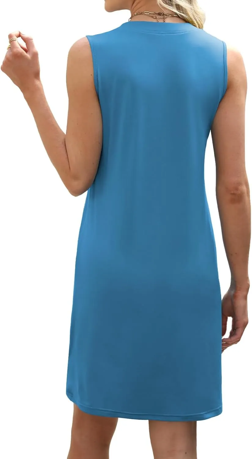 Women Summer Dresses 2025 Beach Fashion Vacation V Neck Sleeveless Sundresses Casual Work Dress