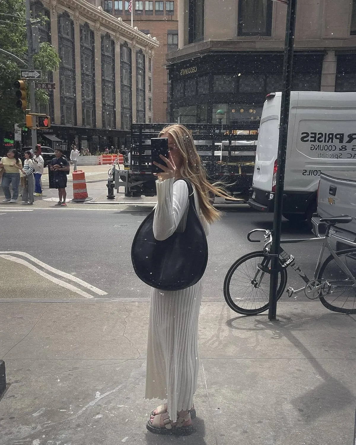 Women Y2K Bell Long Sleeve Knit Sweater Dress Crewneck Ribbed Bodycon Long Maxi Slim Fit Dress Streetwear