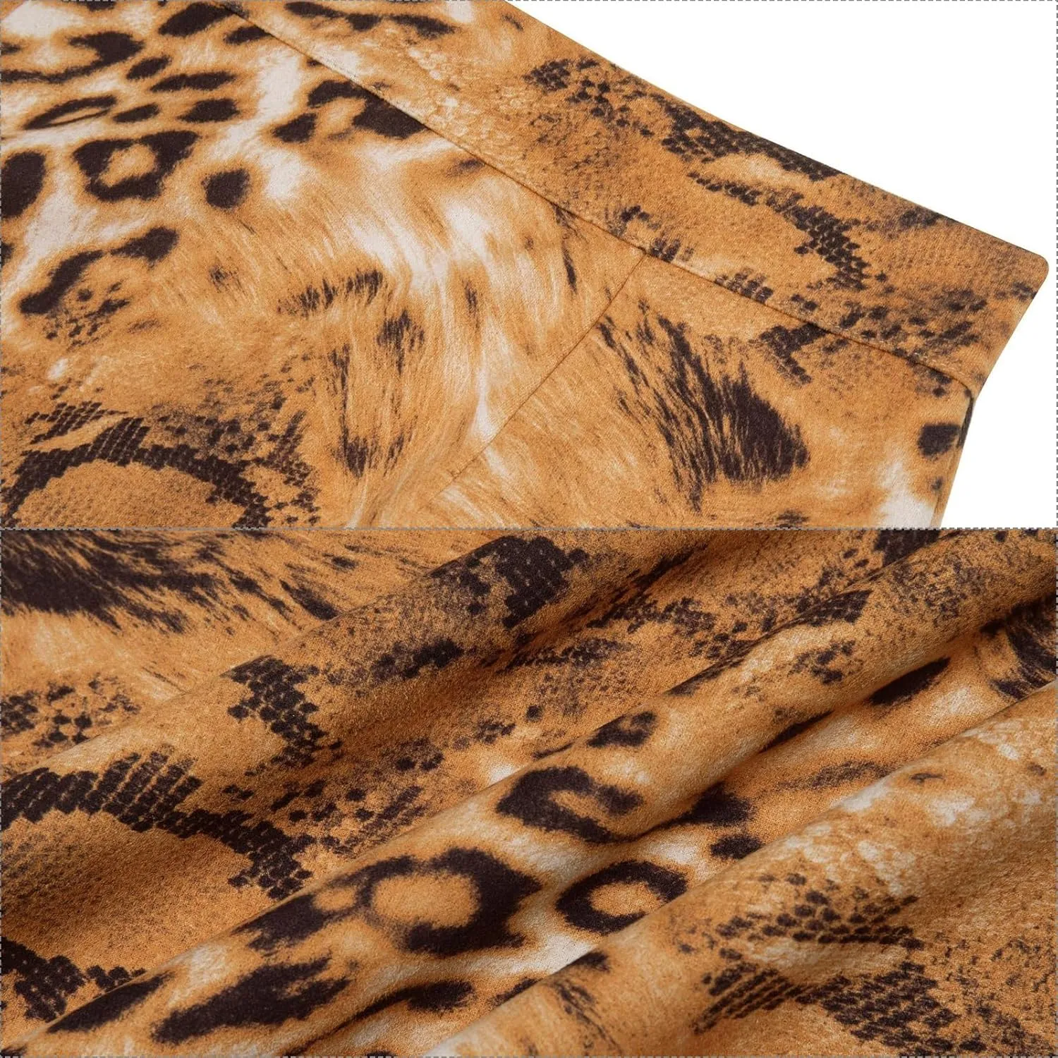 Womens Casual High Waist Faux Suede Leopard Print Bodycon Mini Pencil Skirt